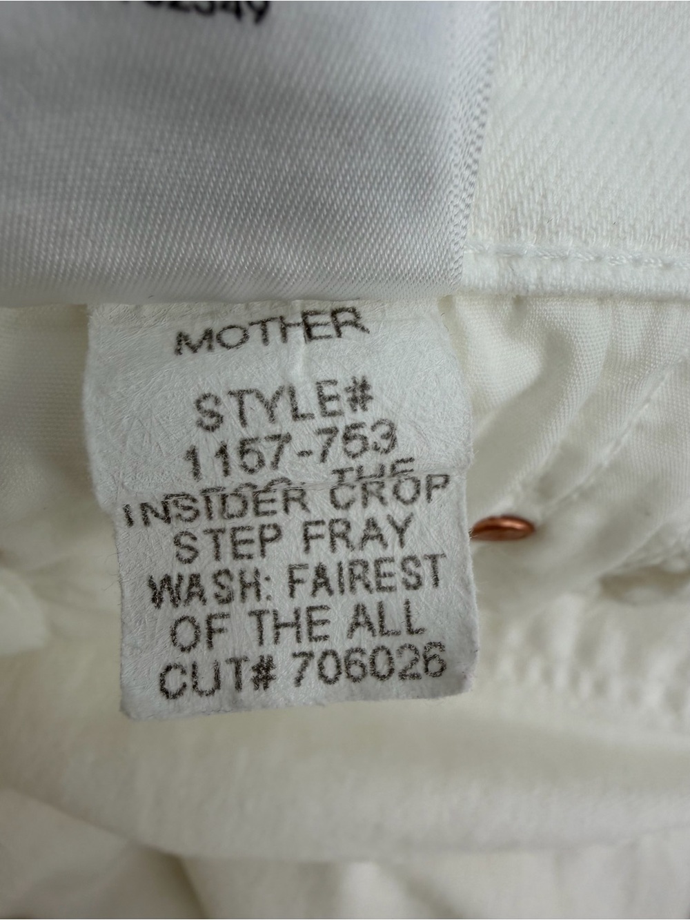 Mother Jeans Women’s 30 White Denim the Insider Crop Step Fray 1157-753 26” - Picture 7 of 13